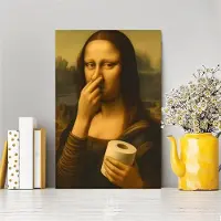 DIMENGQI Mona Lisa Rolig Toalett Canvasprint Poster Vintage Abstrakt Konst Figur Målning Tvättrum Toalett Hallväggskonst Heminredning 40x50cm