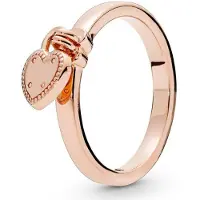 Allbestart 925 Sterling Silver Ring Rose Love Lock Hjärta Ringar För Kvinnor Bröllopsfest smycken 6
