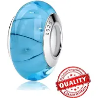 FOXANRY Jewelry Härlig S925 Sterlingsilver Rosa Blomma Muranoglas Pärlor Charm Passar Armband Halsband Fasetterad Murano DIY Kvinnosmycken