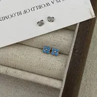 Shopping Party 18K Guldpläterade Sterling Silver Turkos Fyrklöver Örhängen - Utsökt Retro Blomdesign 925 Silver