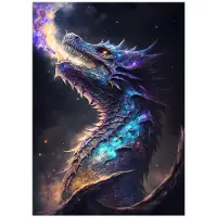 PanitingArt Universum Regnbåge Drake Graffiti Mytiska djur Vägg Abstrakt konst Canvasmålning Mytologi Varelser Sci-fi Posters Tryck Rum Hem Bilder Inredning 50x70cm No Frame beige