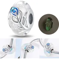 FOXANRY Jewelry Härlig S925 Sterlingsilver Rosa Blomma Muranoglas Pärlor Charm Passar Armband Halsband Fasetterad Murano DIY Kvinnosmycken