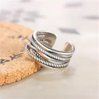 Wucifang Jewelry Vintage Design 925 Silverring Lyxmärke Kors Vriden Tråd Vävning Ringar För Kvinnor /Män Dropshipping Resizable