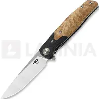 Bestech Ascot - Satin - G10 + CF + Lightburl Wood fällkniv, svart