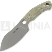 GiantMouse GMF1-XL Green Canvas Micarta, Stonewashed N690, Burgundy Leather Sheath, fixed knife