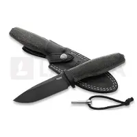 Lionsteel Acha - Black Burlap - Black blade kniv