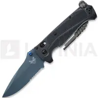 Benchmade Adira Blue Titanium Cerakote fällkniv, tempest gray grivory, tandad