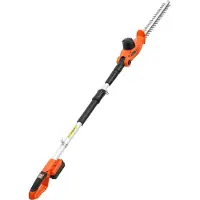 Vevor Sladdlös häcksax, 20V elektrisk busktrimmersats med 457,2 mm dubbelkantat stålblad, 187,5-238,5 cm teleskopdesign för höga grenar (2,0 Ah batteri och snabbladdare ingår)