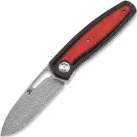 Kansept Knives Mato Damascus fällkniv, Twill CF/Red and Black G-10