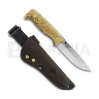 Peltonen Knives M07 Full Tang, curly birch, brown leather sheath