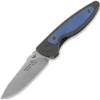 Puppy K&T Bunny fällkniv, TC4 handle with blue titanium inlay, stone washed blade