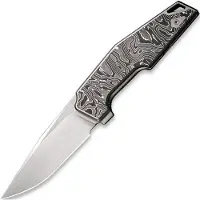 We Knife OAO One And Only WE23001-1, Satin CPM 20 CV, Gray Titanium Aluminium Foil Carbon Fiber, pocket knife