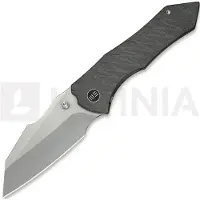 We Knife High-Fin XL WE24010-4 Bead Blasted CPM 20CV, Diamond Tiger Stripe Patterned Flamed Titanium, pocket knife