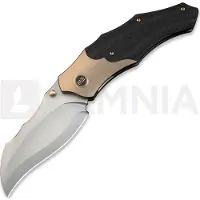 We Knife Orc Boss WE24042-2 Stonewashed CPM 20CV, Champagne Titanium Twill Carbon Inlay, pocket knife, Grant Chambers design