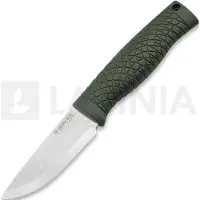 Böker Germany Manufaktur Bronco Mini Scandi 121518 Stonewashed 3V, Green TPE, bushcraft knife