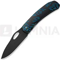 We Knife Inmate WE23096B-2, Black Stonewashed CPM 20CV, Black Titanium, Blue Raindrop Pattern pocket knife, Jerad Neeve design