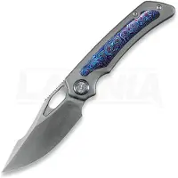 Kunwu Knives Jericho - Satin - Titanium fällkniv, Orange Peel Texture + Timascus Inlay