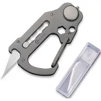 CIVIVI Polymorph Titanium Carabiner Keychain Multi-Tool, grå
