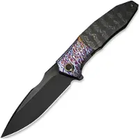 We Knife Archeozoic WE23091-3 Blackwashed, Flamed Titanium Rose Carbon Inlay, pocket knife