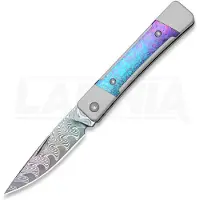 Kizer Cutlery Little Grand Rainbow Damascus fällkniv, Gray Aluminum & Crystallized Ti