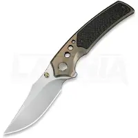 We Knife Skynix WE24087-3, Hand Rubbed Satin Böhler M390, Champagne Titanium, Twill Carbon Fiber Inlay pocket knife