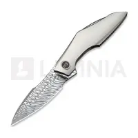 We Knife Krait Snake WE24084-DS1 Fafnir Damasteel, Gray Titanium, Flamed Hardware, pocket knife, Tashi Bharucha design