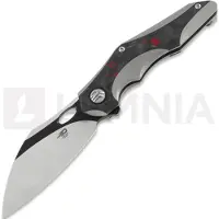 Bestech Nogard - Blackwash + Satin - Black Red Marble CF fällkniv, grå