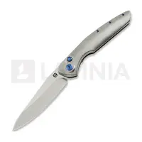 Olamic cutlery Aura Auto fällkniv, Orange Peel Titanium with Fedokume Clip