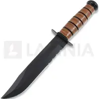 Ka-Bar USMC 1218 partly serrated, leather, Leather sheath