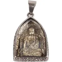 Wosawe outdoor sports Buddha Hänge Bågskärning Etnisk Stil Vackert Praktiskt Rostfritt Stål Smycke för Amulett Dekoration Gåvor Amitabha