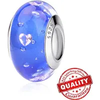 FOXANRY Jewelry Härlig S925 Sterlingsilver Rosa Blomma Muranoglas Pärlor Charm Passar Armband Halsband Fasetterad Murano DIY Kvinnosmycken