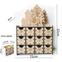 Konnwei Juladventskalender med 25 lådor Choklad Nedräkning till jul Påfyllningsbar Trä Adventskalender Julklapp till barn