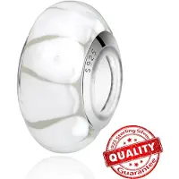 FOXANRY Jewelry Härlig S925 Sterlingsilver Rosa Blomma Muranoglas Pärlor Charm Passar Armband Halsband Fasetterad Murano DIY Kvinnosmycken