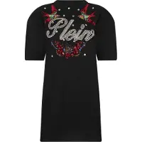 Philipp Plein Öppen Rygg T-Shirt Klänning Tatuering Strass