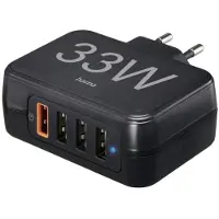 Hama USB-laddare 33.00 W 4x USB-A Power Delivery 3.0, Quick Charge 3.0, QC 4+ Svart Inomhus