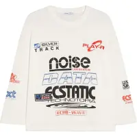 Bershka T-shirt blå / körsbärsröd / svart / vit