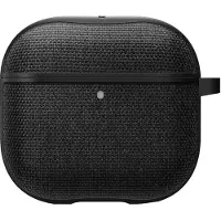 Spigen Urban Fit Designad fr AirPods 4 Cas (2024) Premium tygverdrag med karbinhake nyckelring - svart
