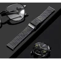 VA VA VOOM 22 mm metallarmband för Samsung Galaxy Watch 3 Huawei GT2 Amazfit GTR Armband i rostfritt stål för 20 mm Samsung Watch 4 Armbandsrem 20mm - Carbon Fiber svart