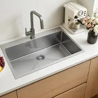Vevor 85 cm toppmonterade diskhoar med enkel ho, rostfritt stål nedfällbart tvättställ med tillbehör, diskmaskinsdiskho för husbil, förberedelsekök, tvättstuga, bar