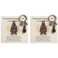 Pinmanlong 1/2 st Fladdermus Inspirerande Nyckelring Emotionellt Stöd Fladdermus Nyckelring med Inspirerande Diktkort Metall Fladdermus Hänge 2pcs