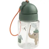 Done by Deer Vattenflaska m. Sugrör - 280 ml - Tiny Leder - Grön - - One Size - Vattenflaska