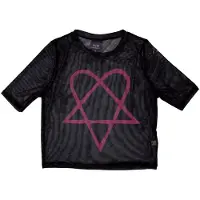 Ginza.se HIM: Ladies Crop Top/Pink Heartagram (Black) (Mesh) (X-Small)