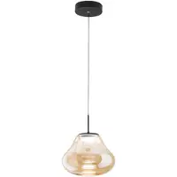 FABAS LUCE Glas pendellampa Deva, dimbar, Creme / bärnsten, Vardagsrum / matsal, Glas, Modern, Pendellampa