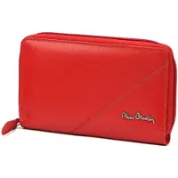 Pierre Cardin Damplånbok Tillverkad av Äkta Läder med Dragkedja, Röd red
