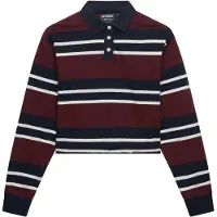 Superdry för kvinnor. W6012175A Polo Stripe Rugby vinröd (S), Casual, Bomull, Lång ärm, Bordeaux