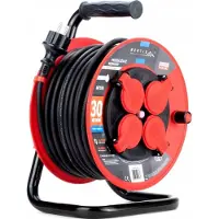 Montis+ förlängningssladd på kabeltrumma PROFESSIONAL MT105-30 4x2p+Z IP44 16A 3680W 3x1,5 30 m, svart