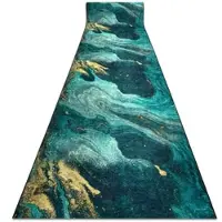 Rugsx Löpare anti-halk LOTUS SHADOWS 37750 Abstraktion grön / guld tvättmatta 60cm 60x160 cm