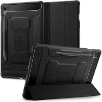 Spigen Rugged Armor Pro - Vikbart fodral för surfplatta - termoplastisk polyuretan (TPU) - mattsvart - för Samsung Galaxy Tab S10 FE