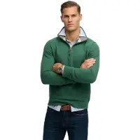 Superdry för män. M2014535A Essential Pique Sweatshirt med halv dragkedja grön (XL), Casual, Bomull