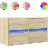 vidaXL Väggmonterad tv-bänk LEDs sonoma-ek 80x31x45 cm